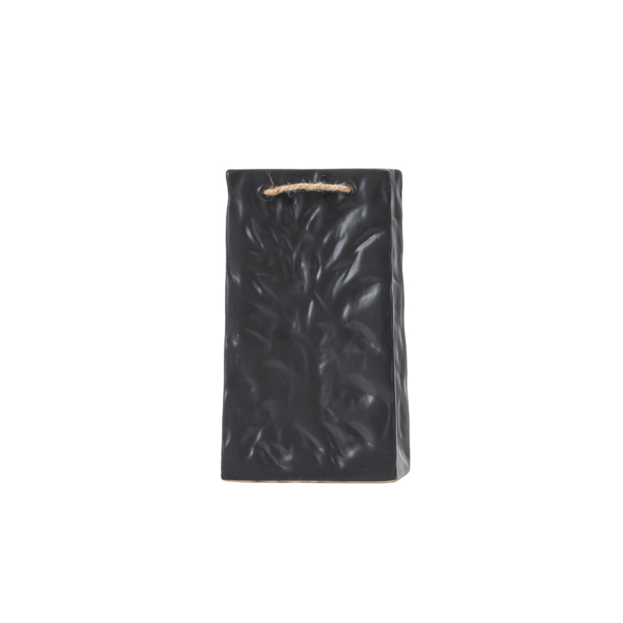 Vase Effet Sac Froisse 14.2X25.2X13.5Cm - Noir Vases décoratifs