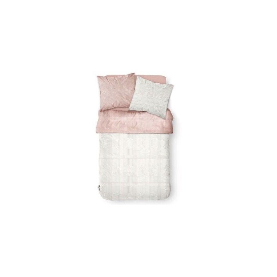 Parure De Lit Imprimé Géométrique 240X220Cm - Rose Essentiel HIVER