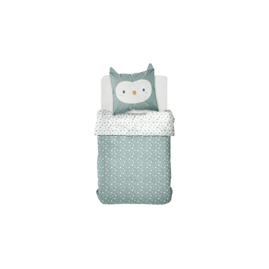 Parure De Lit Hibou Funny 140X200Cm - Vert Essentiel HIVER