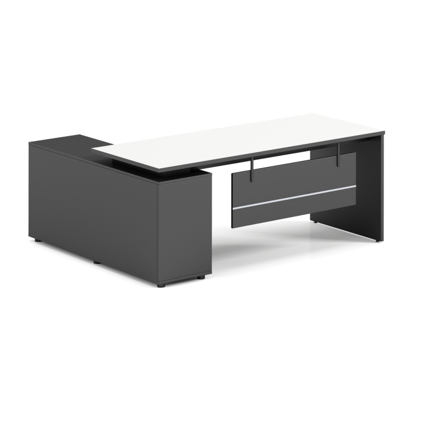 Bureau Respect Avec Crédence 160cm – Blanc Bureaux de Direction
