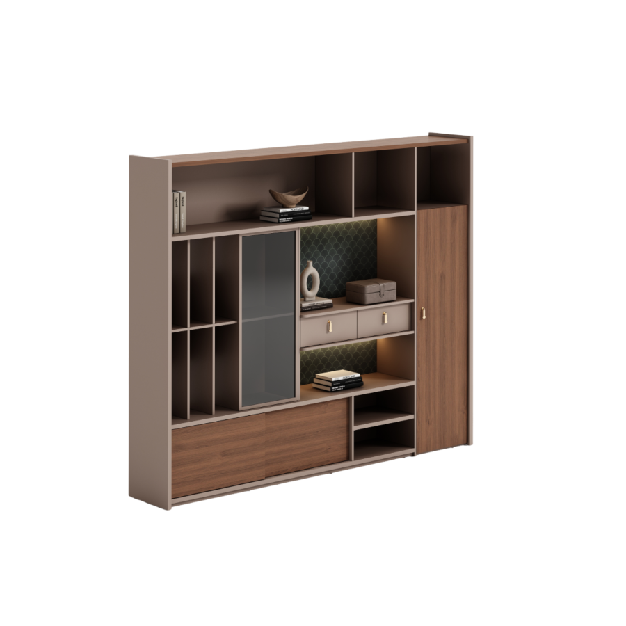 Élément De Rangement Astoria 200Cm -Marron Armoires et Bibliothèques de Bureau