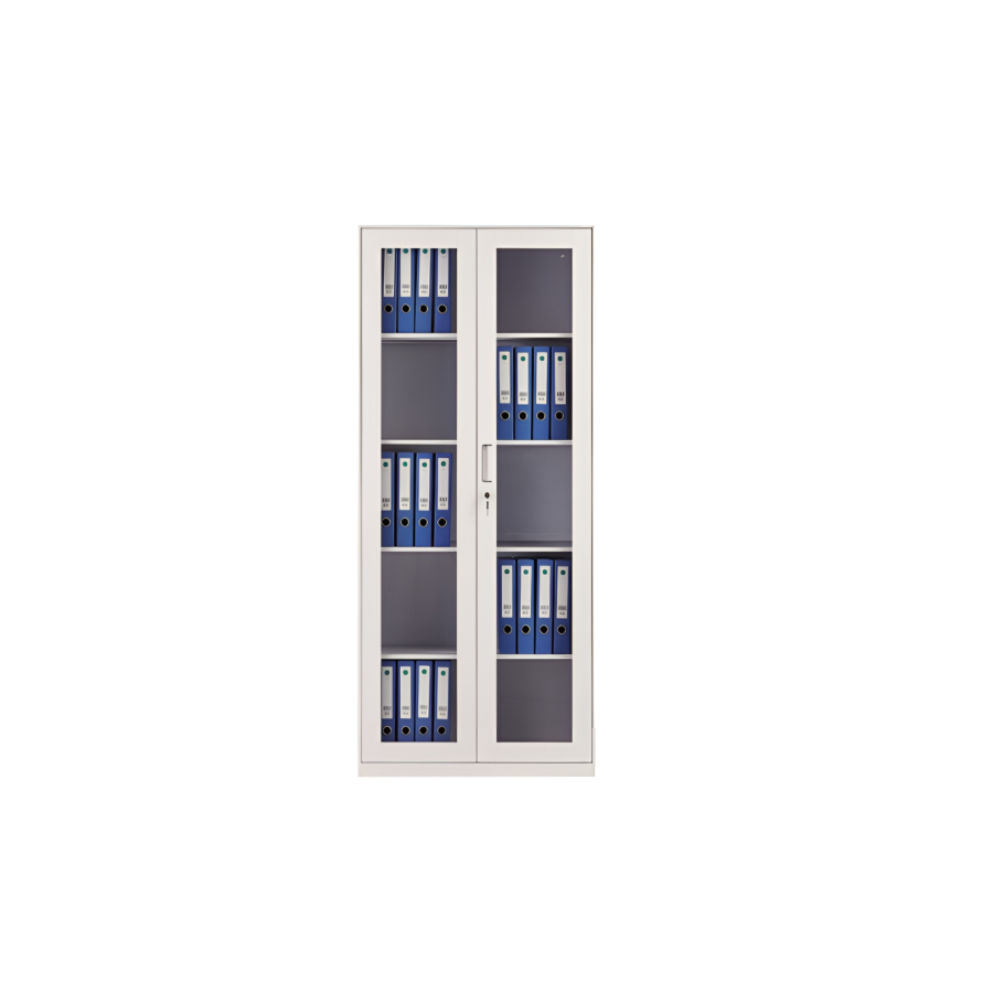 Armoire Rangement Solidis 2 Portes Vitrées 185Cm - Blanc Armoires et Bibliothèques de Bureau