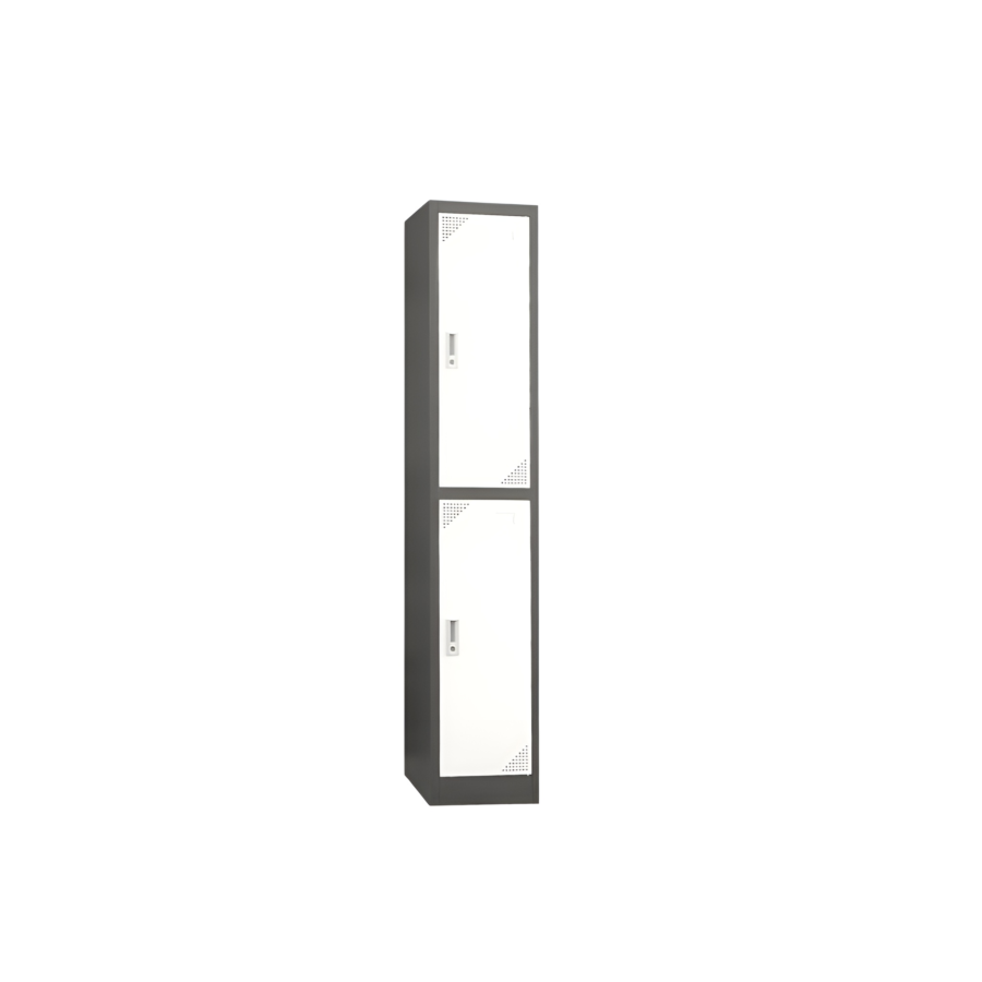 Casier Solidis 2 Portes Avec Serrures - Blanc / Gris Caissons Mobiles