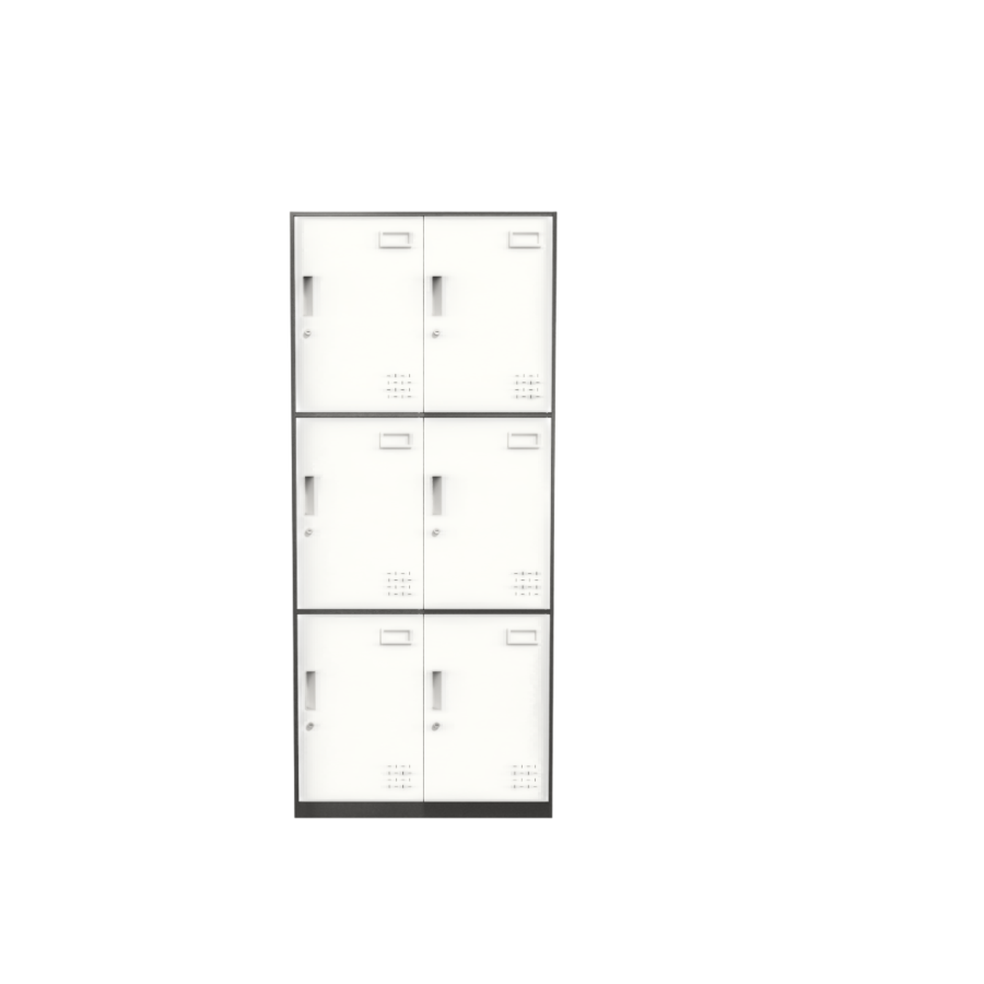 Casier Solidis 6 Portes Avec Serrures - Blanc / Gris Caissons Mobiles