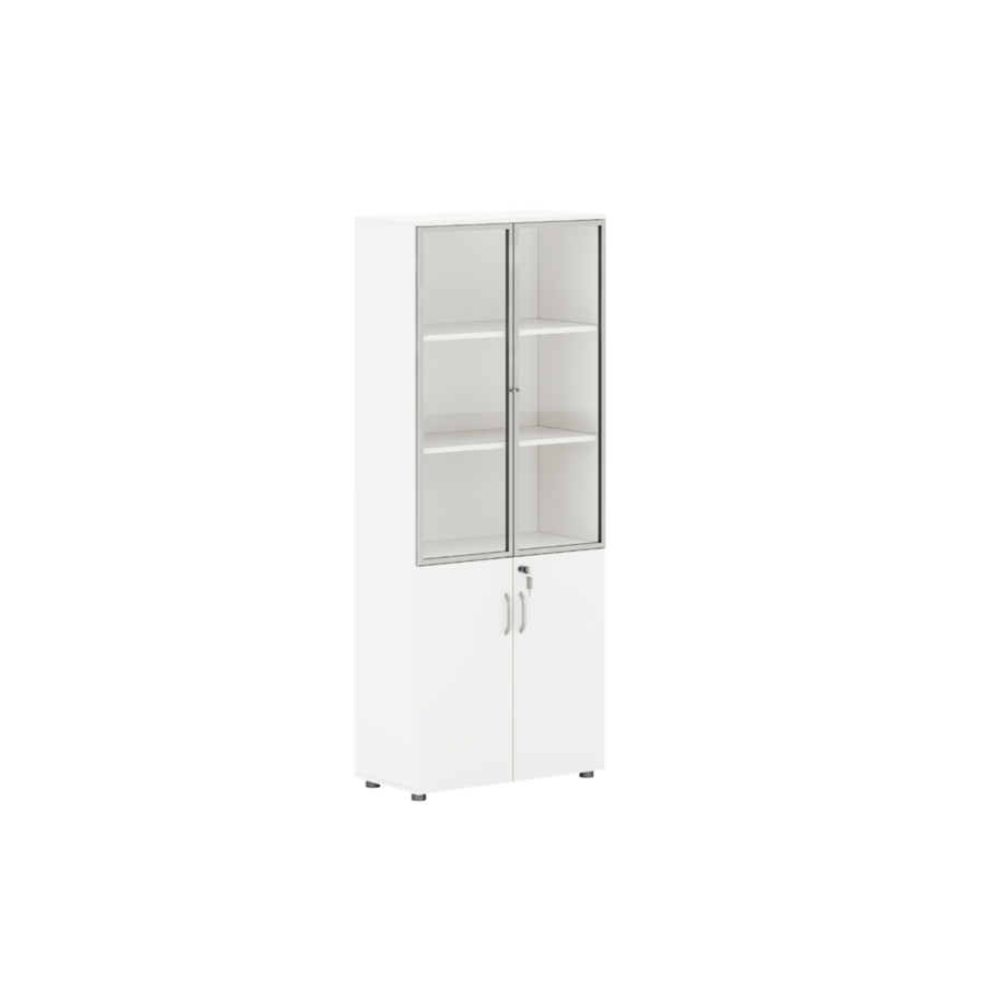 Élément De Rangement 2 Portes Vitrées Polar Pro - Blanc Armoires et Bibliothèques de Bureau