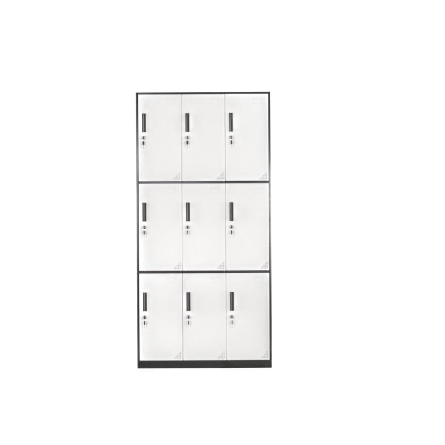 Casier Solidis 9 Portes Avec Serrures - Blanc/Gris Caissons Mobiles