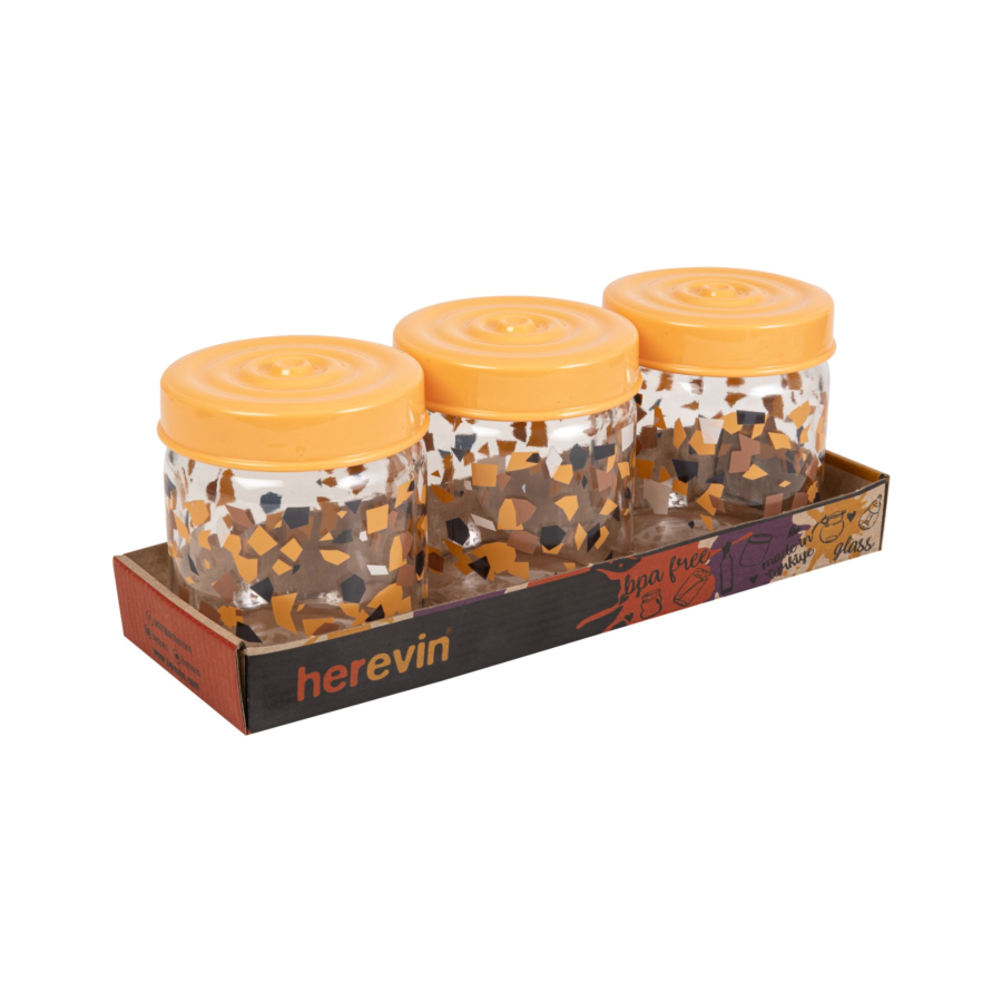 Set De 3 Bocaux Décorés 425Ml - Multicouleur Art de la table