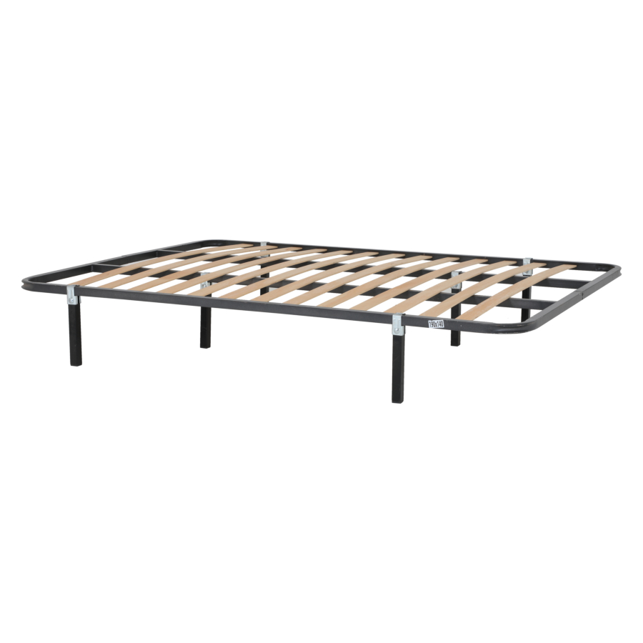 Sommier À Lattes Matrimoules 2 Places Avec Pieds 140X190X30Cm - Noir Sommiers adulte