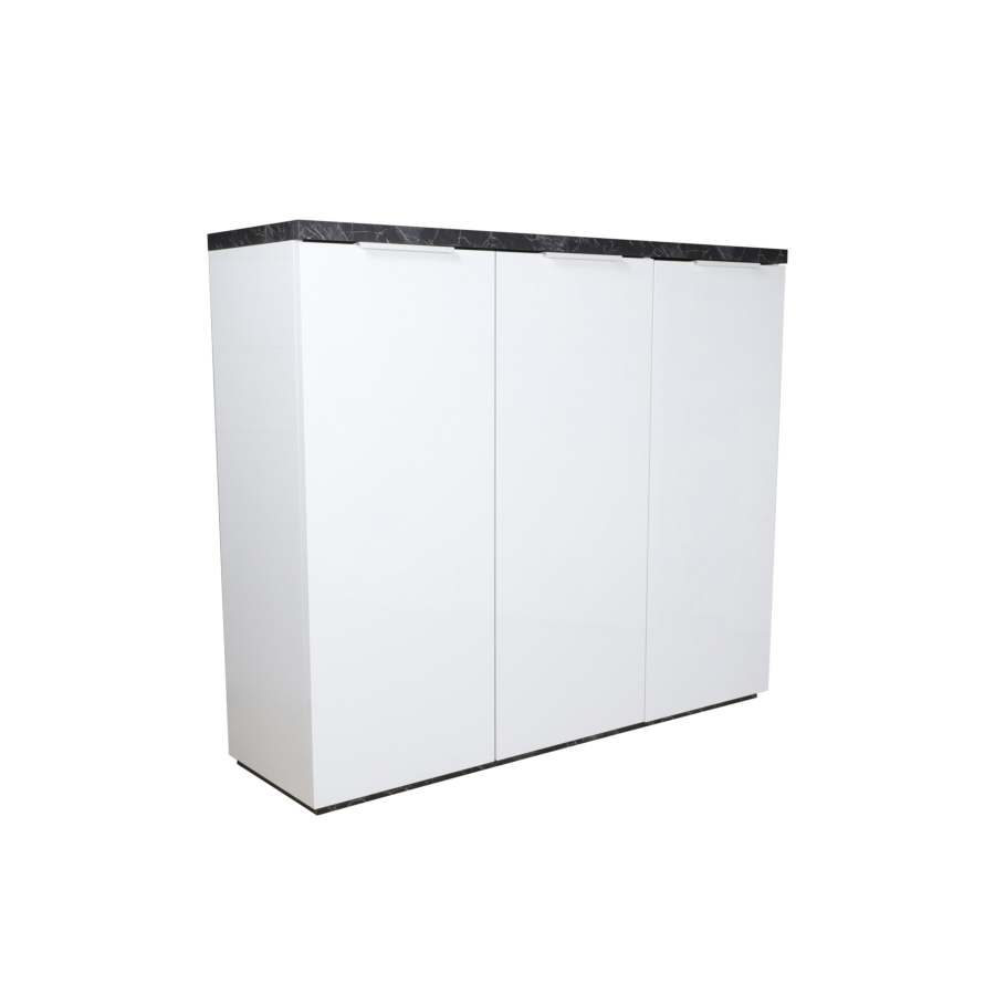 Meuble Multifonction Mundi 3 Portes - Blanc / Noir Les Bons Plans