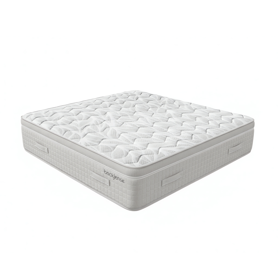 Matelas Therapedic Backsense+ 120X200 - Blanc/Gris + Couette Gratuite Essentiel HIVER