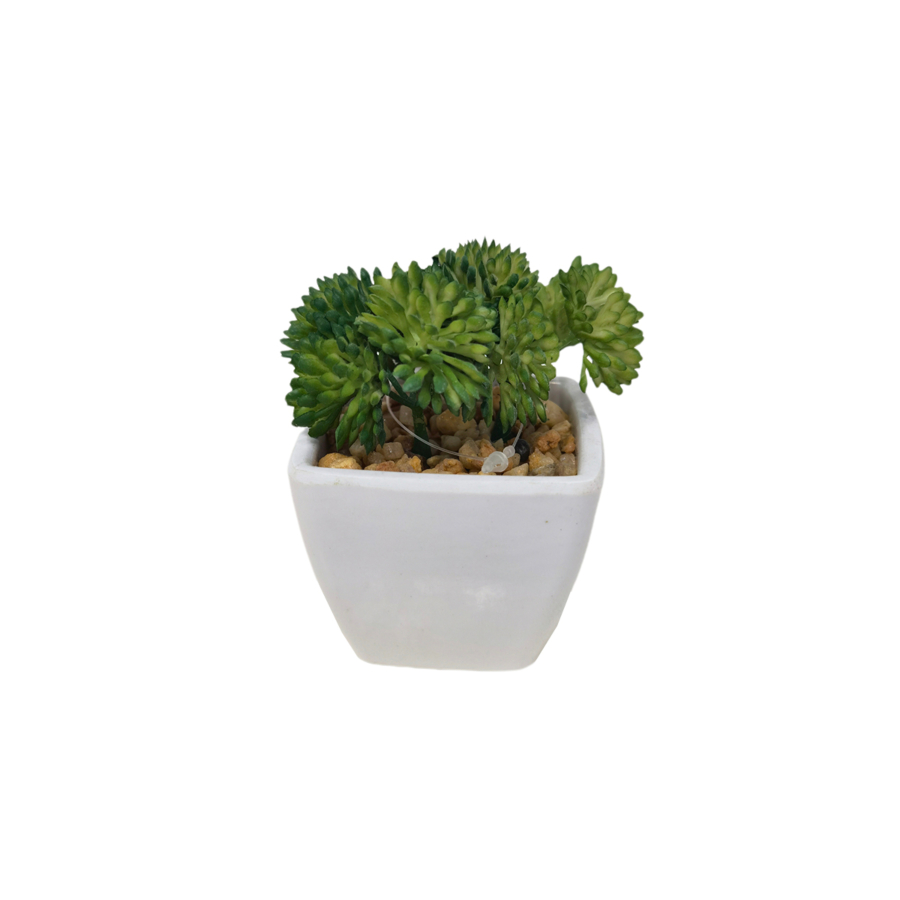 Plante Artificielle Avec Pot En Melamine 6,5X6X9Cm - Blanc Décoration