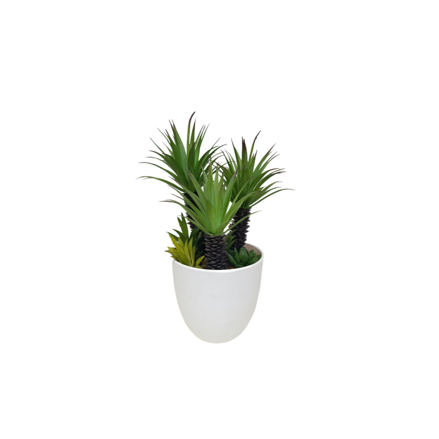 Plante Artificielle Avec Pot En Melamine 20X19X33Cm - Blanc Plantes et fleurs artificielles
