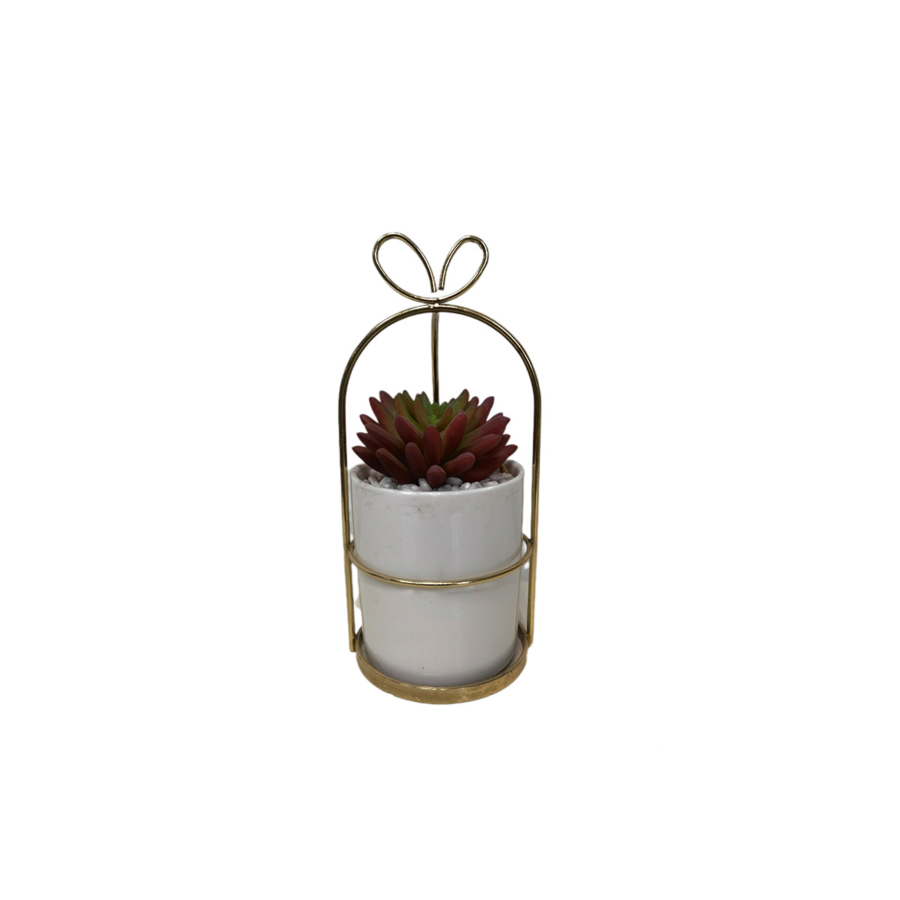 Plante Artificielle Avec Pot En Ceramic 9,5X9,5X21 Cm - Blanc Soldes été vague 2