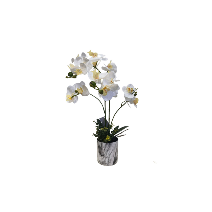 Orchidée Artificielle En Pot 26X26X53Cm - Blanc Décorations