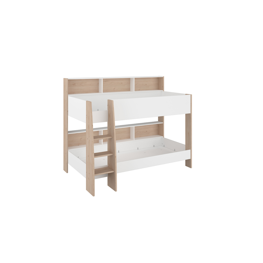 Lits Superposes Étoile 90X200 Avec Sommier - Chêne / Blanc Chambre enfant