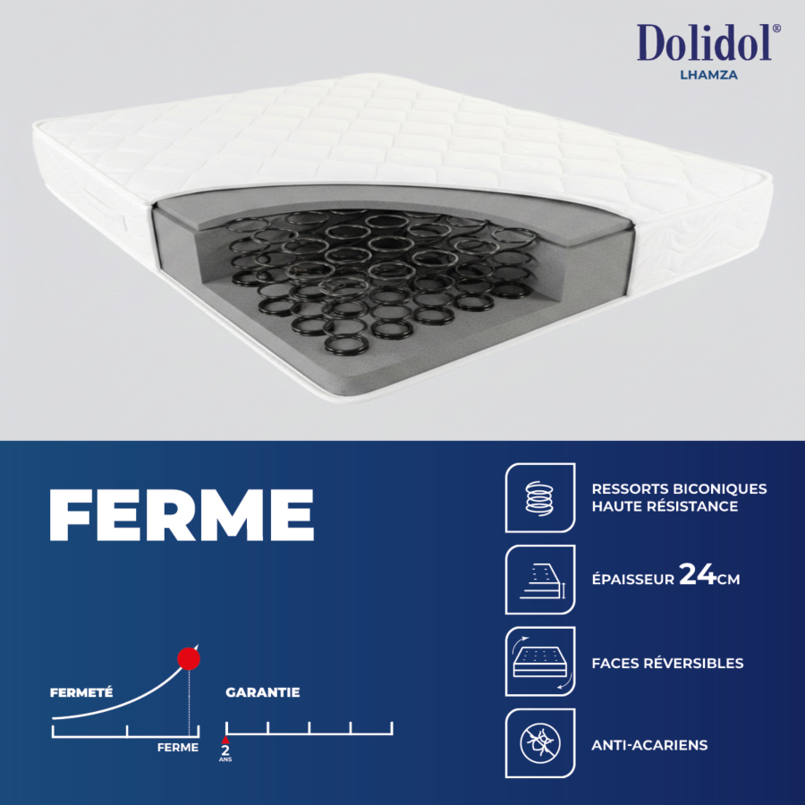 Matelas Dolidol Lhamza 2 Places 140X190Cm - Blanc Matelas