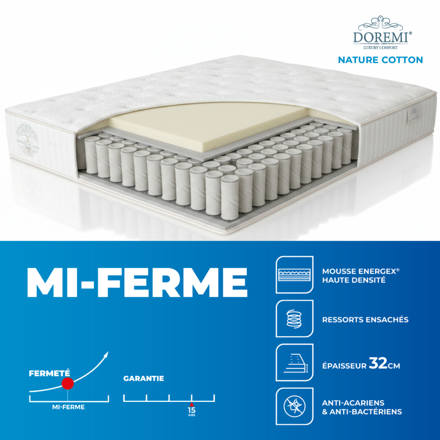 Matelas Doremi Nature Cotton 160x200cm - Beige Matelas