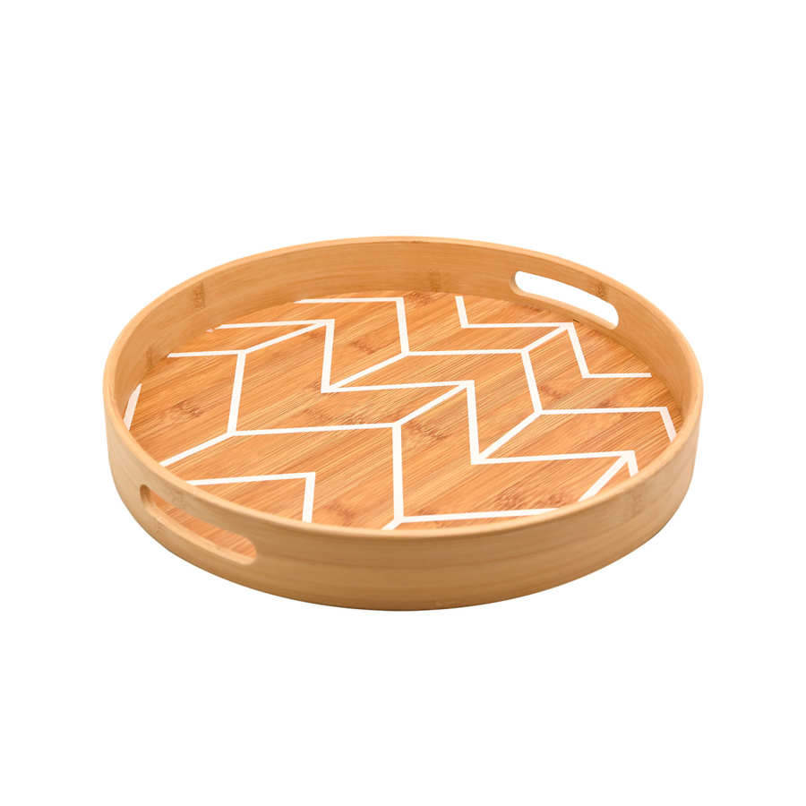 Plateau Rond 40Cm Bambou - Beige Naturel Offres Ramadan