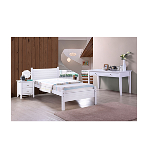 Lit Lala 120X200Cm Avec Sommier Et Bois Massif - Blanc