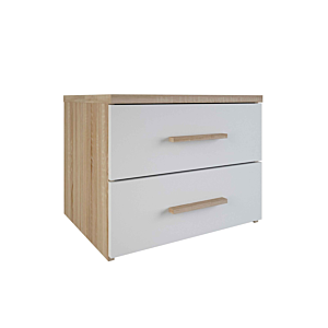 Table De Chevet Selena + 2 Tiroirs - Chêne / Gris Chambre double