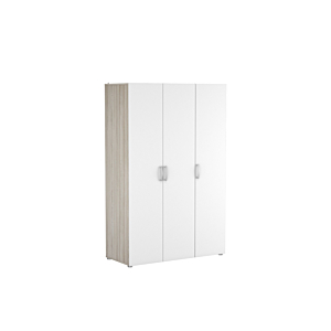 Armoire Nano 3 Portes + 1/2 Penderie Et 1/2 Lingère - Chêne / Blanc Rangements
