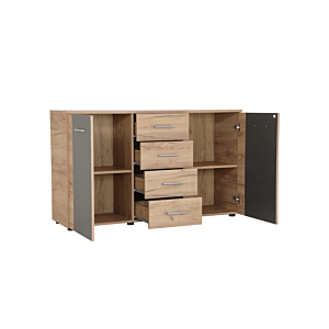 Commode Uno 2 Portes Et 4 Tiroirs - Oak / Lava