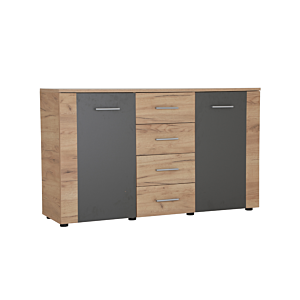 Commode Uno 2 Portes Et 4 Tiroirs - Oak / Lava