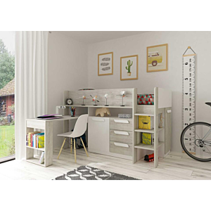 Lit Superposé Bo8 90X200Cm - Chêne Gris Et Blanc
