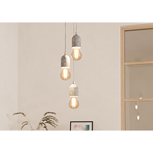 Suspension Silvares 3L E27 Betonoptik - Gris