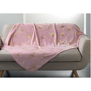 Plaid Imprimé Bloomy 125X150Cm - Rose / Or Plaid et couvertures