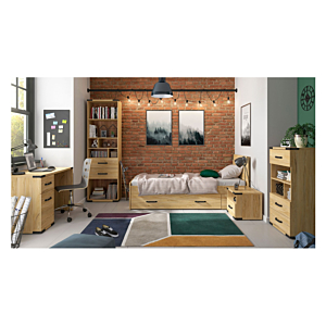 Armoire Lara Avec 2 Portes + 2 Tiroirs - Chêne