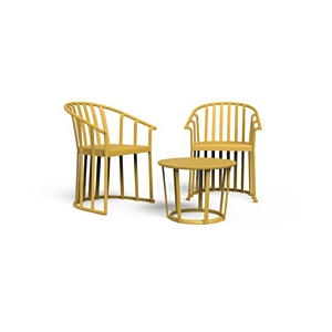 Set De Balcon Raff Avec Fauteuils Et Table - Moutarde