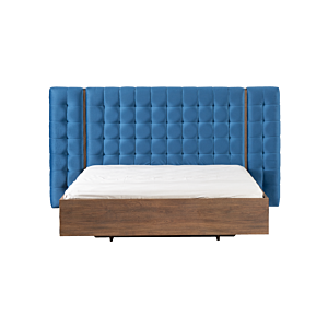 Lit Carpinus 180 X 200 Avec Sommier - Chêne Foncé / Bleu Lits adulte