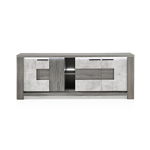 Buffet Bolzano 4 Portes Avec Led Chêne Béton