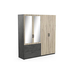Armoire Ready 4 Portes - Chêne / Gris