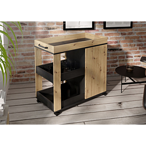 Chariot Avec Roues Home Bar - Oak / Noir