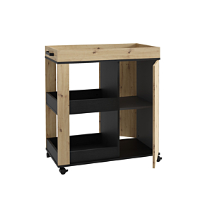 Chariot Avec Roues Home Bar - Oak / Noir Offres Ramadanesques
