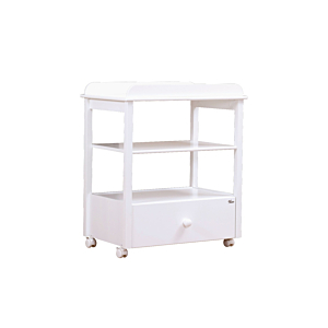 Plan A Langer Bottom 82X53X95Cm Avec Roulettes Et 1 Tiroir - Blanc Tables à langer et commodes