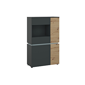 Petite Vitrine Avec Led Luci - Artisan Oak / Gris Séjour