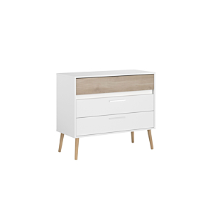 Commode Aalborg Avec 3 Tiroirs - Blanc / Chêne