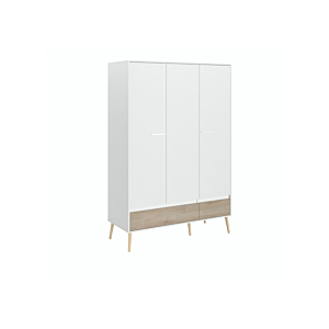 Armoire Aalborg 3 Portes +2 Tiroirs Blanc / Chêne