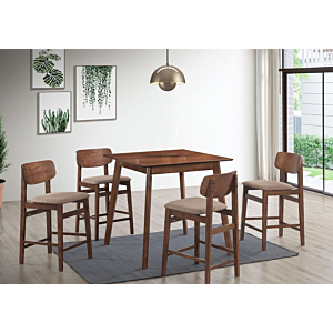 Set Penn Table Haute + 4 Tabourets - Marron