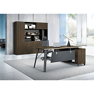 Élément De Rangement Bas Luxury - Chêne Foncé / Gris