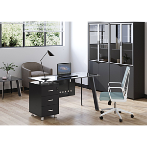 Bureau Opérationnel Shiraz Avec Caisson - Noir