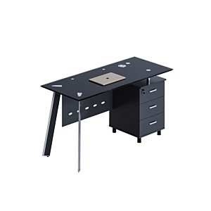 Bureau Opérationnel Shiraz Avec Caisson - Noir Mobilier Pro