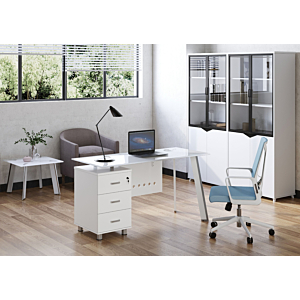 Bureau Opérationnel Shiraz Avec Caisson - Blanc