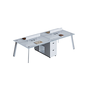 Workstation 4 Places Shiraz - Blanc Mobilier Pro