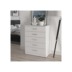 Commode Panama Avec 5 Tiroirs - Blanc