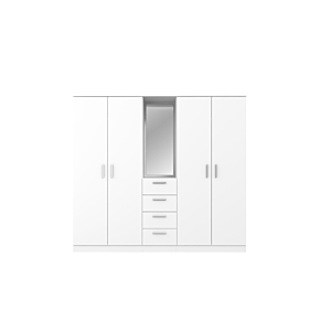 Armoire Panama Avec 4 Portes + 4 Tiroirs Et 1 Miroir - Blanc