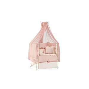 Berceau Mood 50X90Cm Avec Matelas Et Moustiquaire - Blanc/Rose Lits bébés